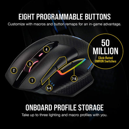 Dark Core RGB Pro, Wireless FPS/MOBA Gaming Optical Mouse with SLIPSTREAM Technology, Black, Backlit RGB LED, 18000 DPI, Optical,Ch-9315411-Na