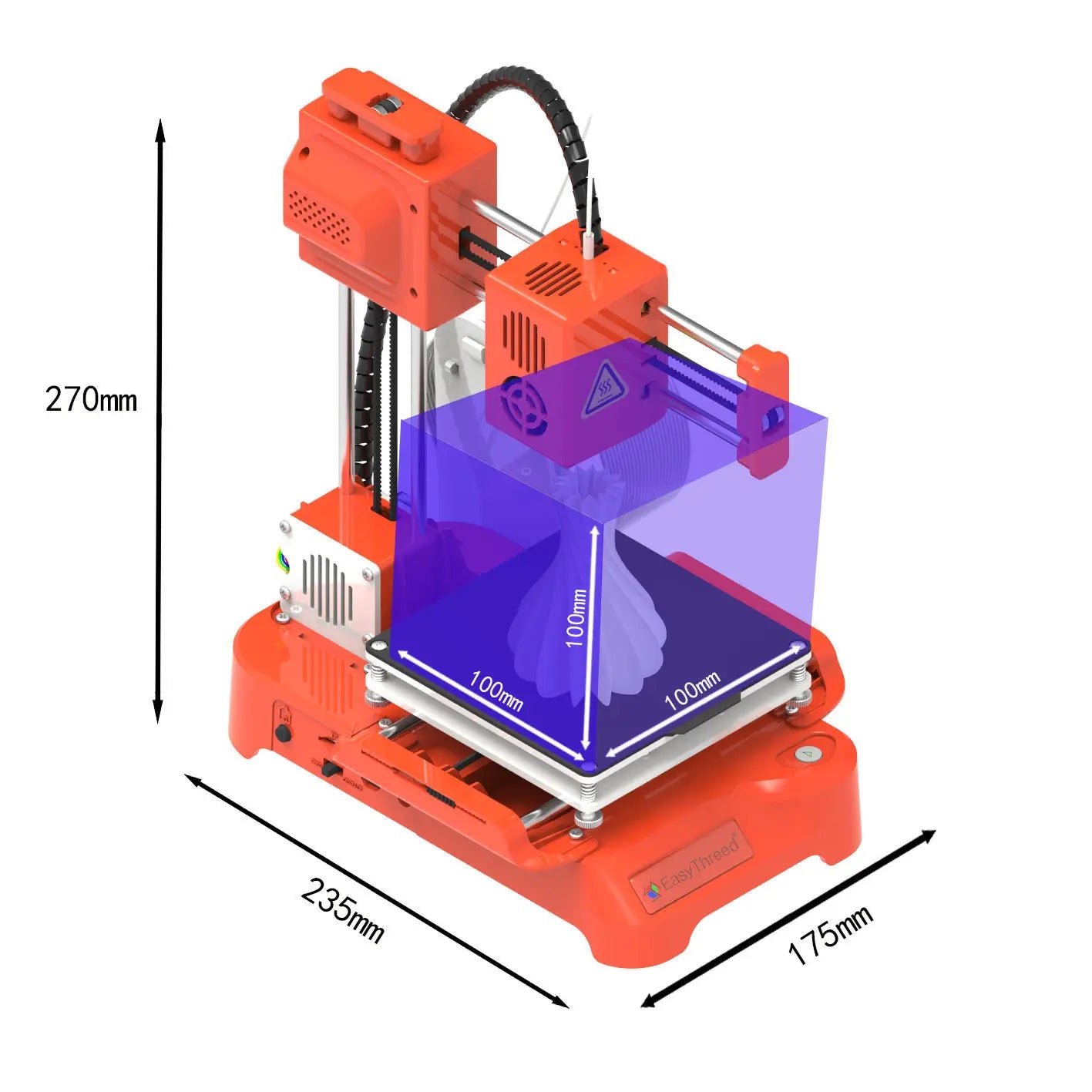 K7 3D Mini Printer 100X100X100Mm No Heated Bed One-Key Printe with TF Card PLA Filament Simple Small Printing Machine