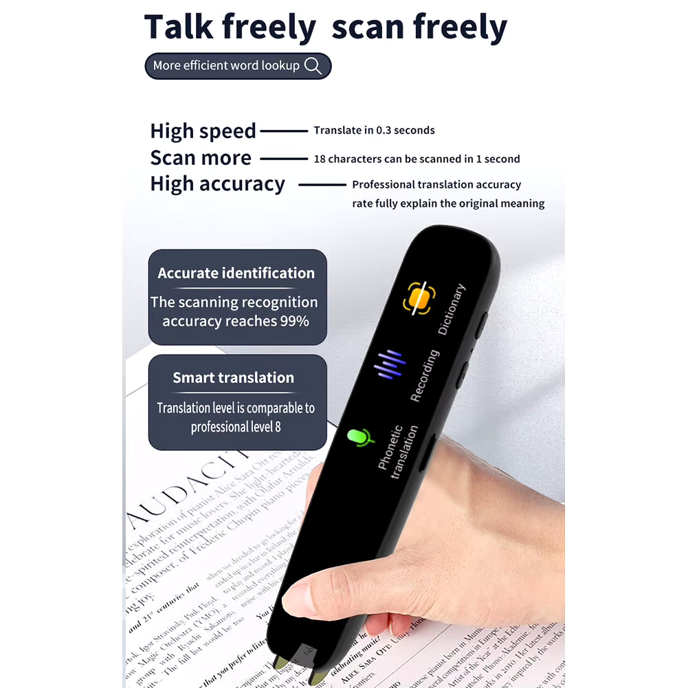 Smart AI Scan Reader Portable Voice Translator Scanner Pen WIFI AI Voice 112 Languages Translator for Travel or Daily Use