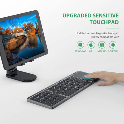 Foldable Keyboard Russian with Touchpad Portable Mini Bluetooth Wireless Folding Keyboard for Mac Ios Android Windows PC Tablet